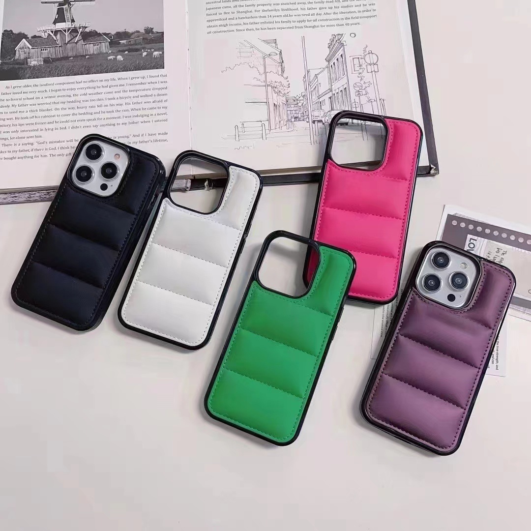 新款糖果羽绒服适用iphone16手机壳创意苹果12P冬季保护套跨境15