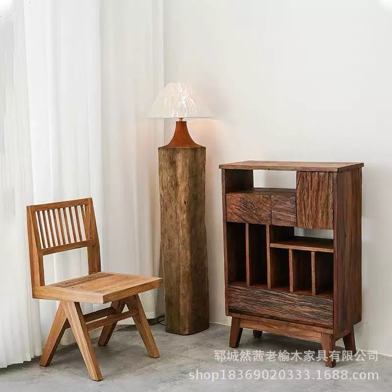 新中式老榆木博古架客厅装饰茶具茶叶收纳柜小型多宝阁收纳架书架