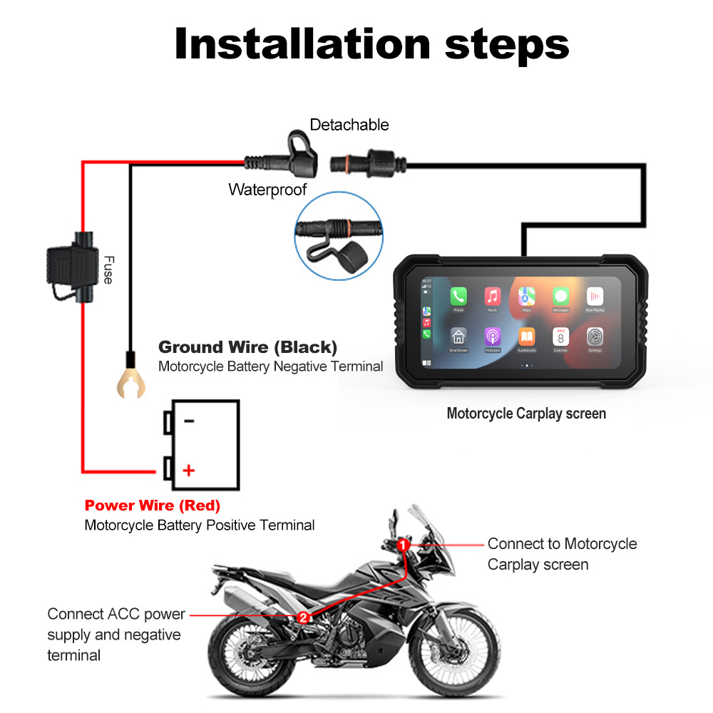 5/ 6.25inch Motorcycle Navigation Recorder Waterproof Smart Riding Carplay High-Definition Driving Recorder