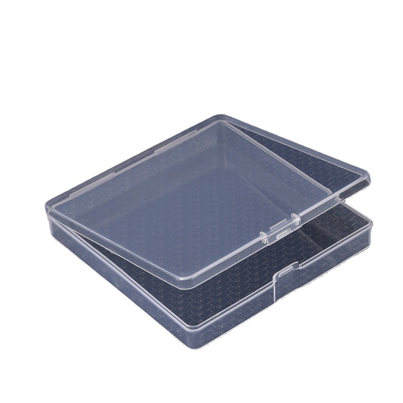 Caja de joyería de caja plana transfronteriza de 1,6 CM Fábrica directa PP cuadrado transparente caja de plástico caja de elemento de caja de plástico