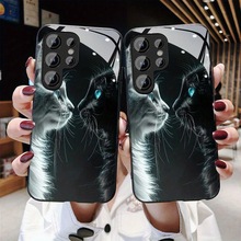 适用三星S24手机壳S25Ultr猫咪A17玻璃壳A90老虎软边S23保护套A07