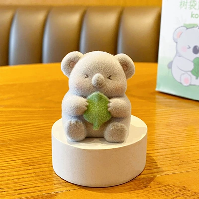 Baimao Original Cute Koala Car ornaments - color-box-koala-flocked-figurine-foodie-edition