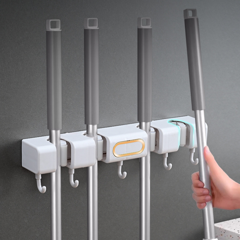 Mopo de pared tipo sin perforación escoba gancho fijación de baños puerta de baño estante trasero artefacto mágico