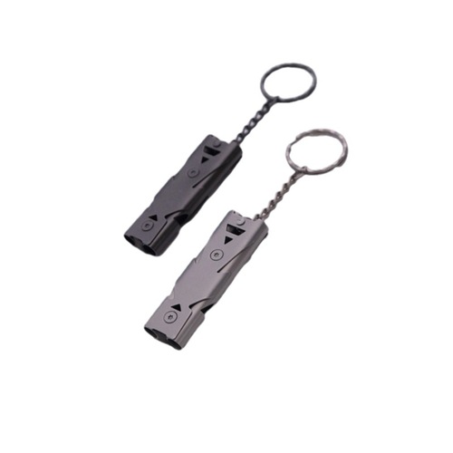 EDC tool whistle, survival whistle, outdoor survival and life-saving, stainless steel double-tube whistle, field life-saving whistle