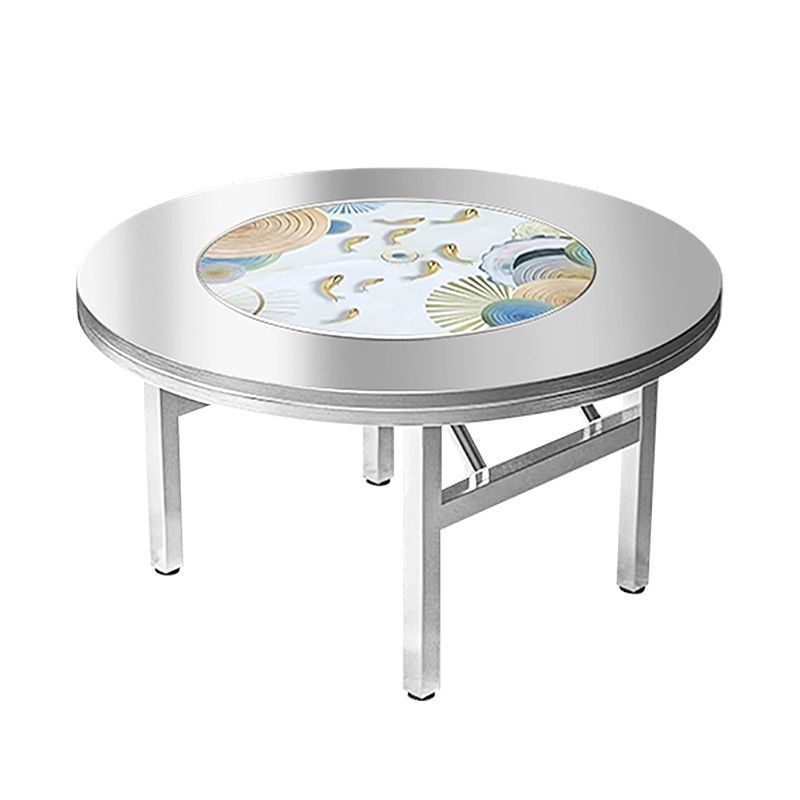 304 Thickeneded Stainless Steel Round Table Foldableable Dining Table Home Dining Table Outdoor Commercial Canteen Turntable Round Table