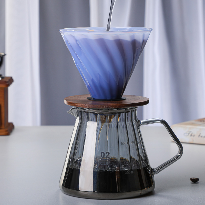 High Borosilicate Glass Coffee Filter Hand Brewed Coffee Pot Sharing Pot Set V60 Filter Cup