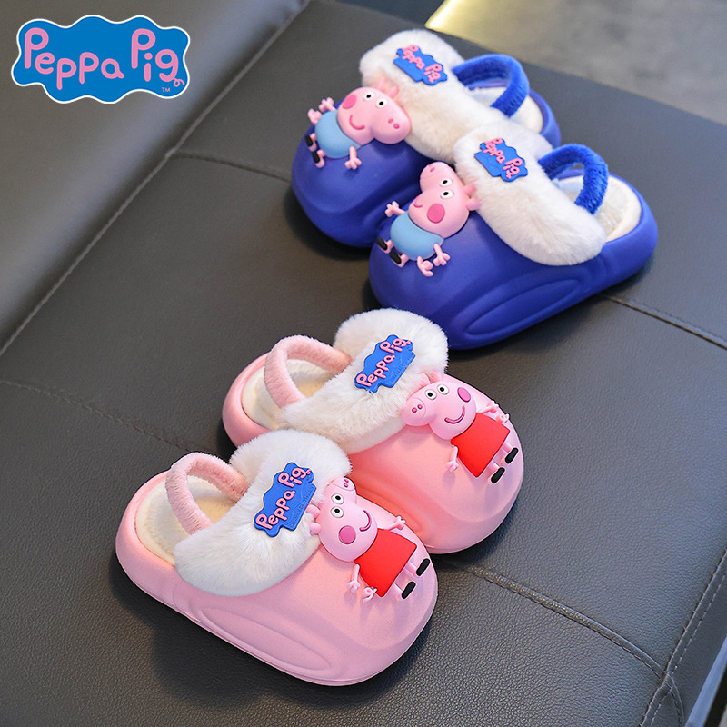 Piggy Page zapatillas de algodón de invierno para niños, niños, niñas y niñas, cinta elástica, calor y terciado, bolsas de tacones de algodón para niños y niños