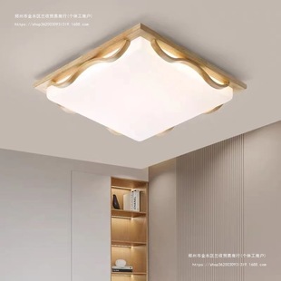 Japanese-Style Led Solid Wood Bedroom Ceiling Light Nordic Rectangular Living Room Corridor Study Dining Room Balcony Zhongshan Lighting Fixtures