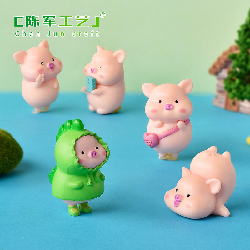 Bonito cerdo cerdo micro paisaje bonsai decoración de carne pequeña mochila sandía muñeca animal artesanía de PVC
