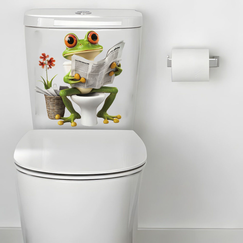 外国貿易の新しいアイデアのカエルは新聞の浴室のトイレの防水便器の蓋を見ます。|undefined