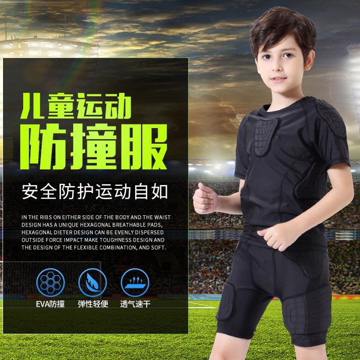 Children's Football Anti-Collision Tights Club Student Basketball Training Short-Sleeved Shorts Vest Sports Full Set