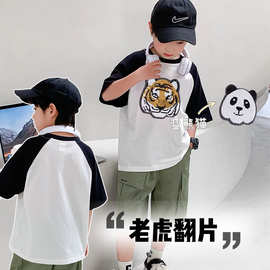 翻转亮片 儿童变色T恤短袖上衣夏季男女童双色珠片衣服潮一件代发