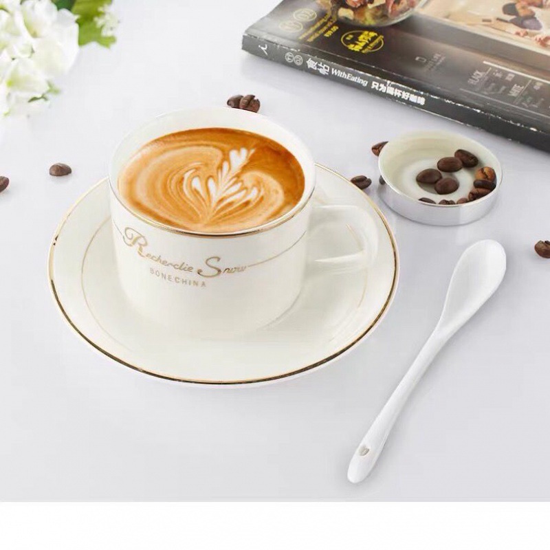 歐式咖啡杯陶瓷套裝家用奢華帶勺可加簡約陶瓷杯子批發定作牛奶杯