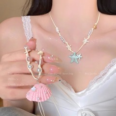 ドーパミン貝殻ビーズネックレス夏海辺リゾート風気質個性ファッション洗練された甘いファッションネックレス