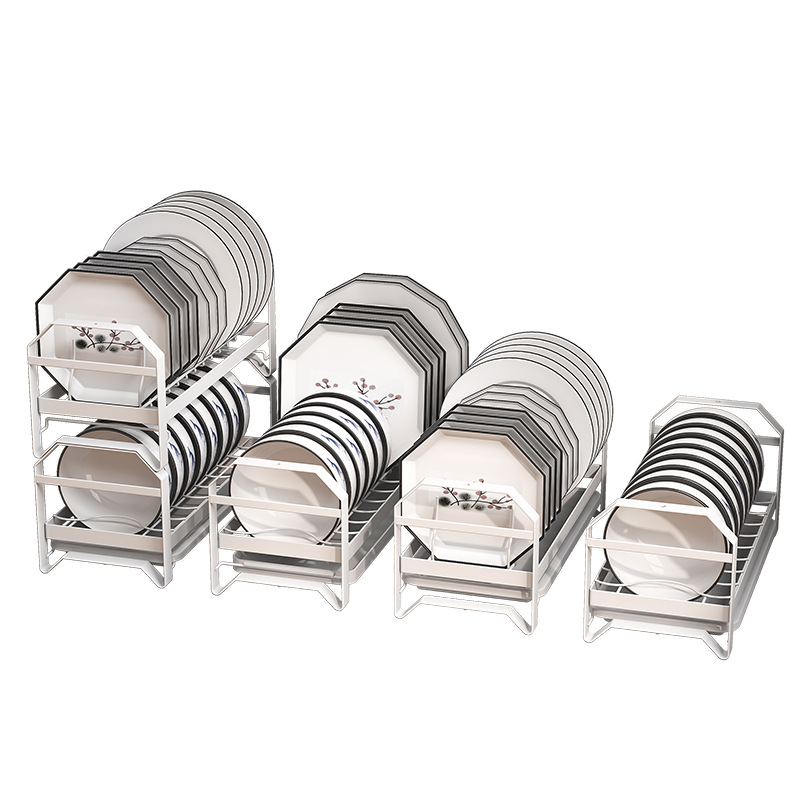 Cocina plato de almacenamiento en rack vajilla gabinete placa incorporada estante de drenaje estante de una sola capa pequeño hogar