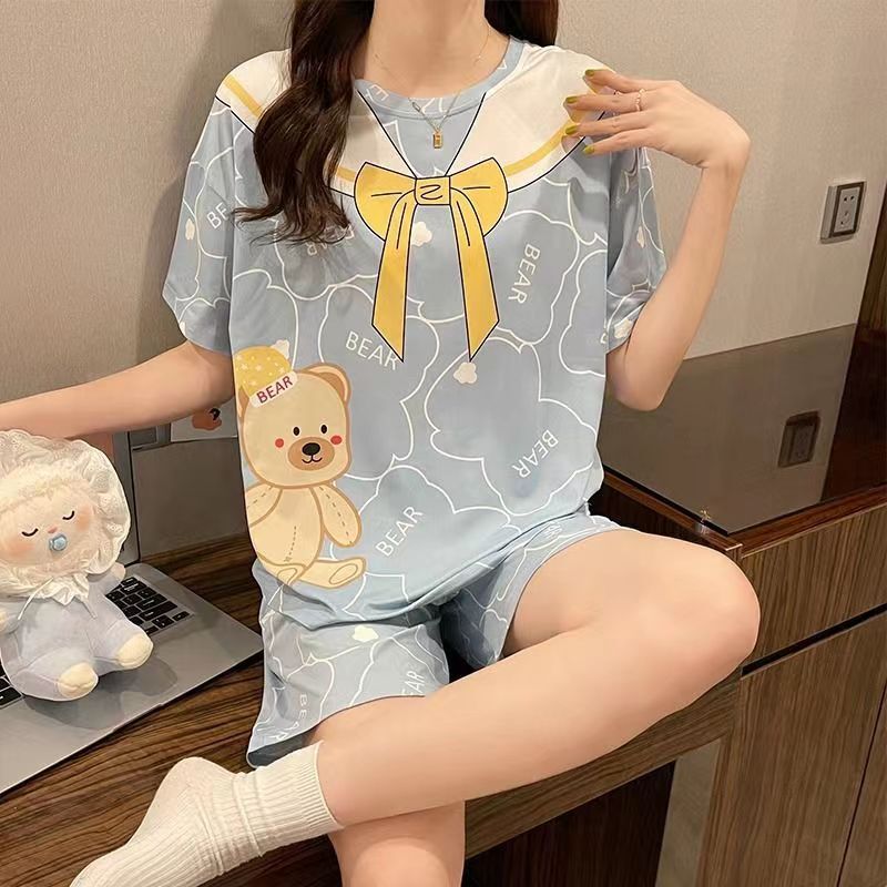 Cheap Pajamas for Foreign Trade Women's Summer Short-sleeved Shorts Loose Cartoon ShortSleeve Pajamas