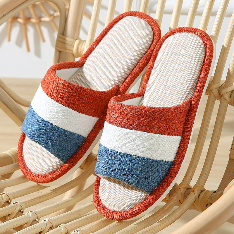Pantuflas de lino para parejas, para mujer, para interiores, antideslizantes, resistentes al desgaste, de algodón y lino, para hombre, para suelo de madera, pantuflas de lino para parejas, pantuflas para el hogar