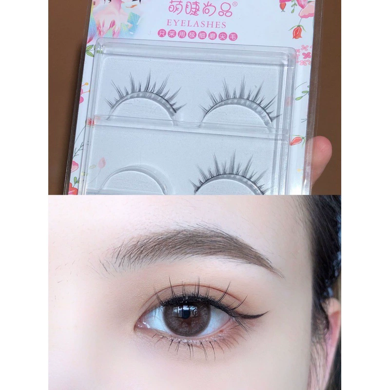 Mengci Shangpin Five pairs of little devil grinding fake eyelashes transparent stalk natural cross model nude makeup eye eyelashes A01