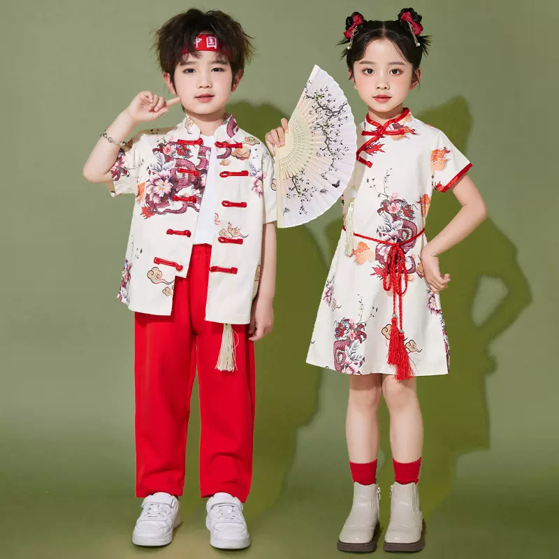 六一儿童演出服衣服小学生啦啦队运动会表演服装幼儿园中国风汉服