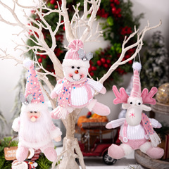 Haobei クリスマス装飾クリスマスピンクスパンコール人形ペンダントサンタクロースの装飾品雪だるまヘラジカペンダント