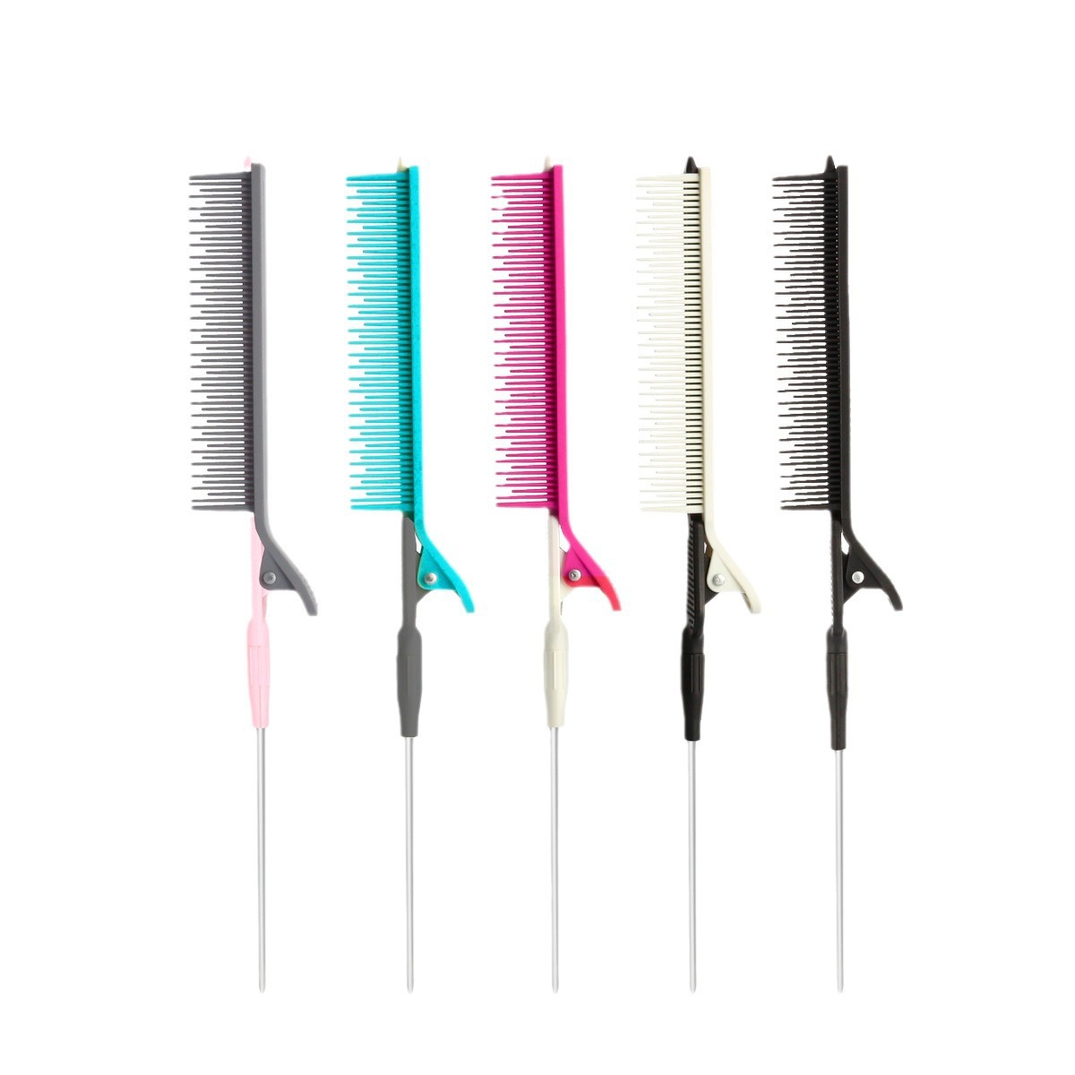 Multifunctional Hair Clip Special Hair Cutting Partition Comb Plastic Hair Pointed Tail Comb Removable Steel Needle Pointed Tail Comb
