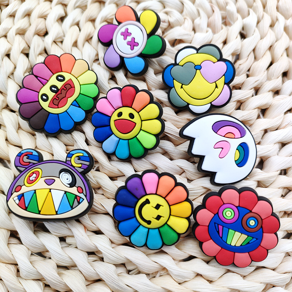 183 juegos de zapatos agujeros accesorios de hebilla de zapatos de flores DIY personalidad pegamento blando Zhibixing accesorios de hebilla desmontables joyas