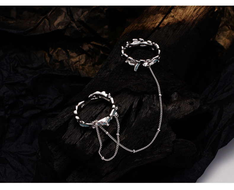 Fashion Irregular Silver Epoxy Chain Open Ring 1 Piece