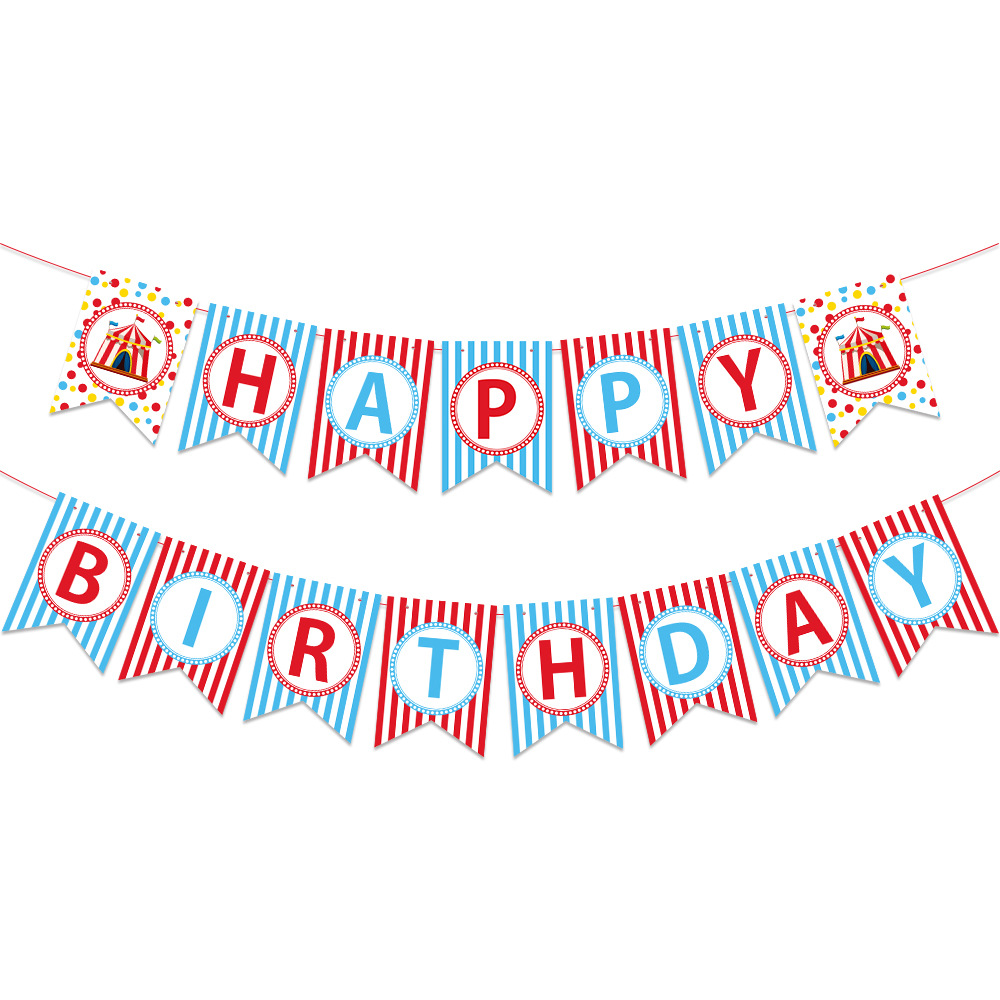 Nuevos productos transfronterizos tema de carnaval decoración de cumpleaños bandera de la bandera parque de atracciones infantil decoración de fiesta de cumpleaños bandera de la flor de la atracción