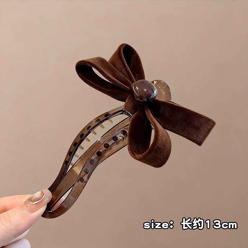 早秋丝绒蝴蝶结鸭嘴夹发夹女后脑勺2025新款一字抓夹高级感鲨鱼夹|undefined