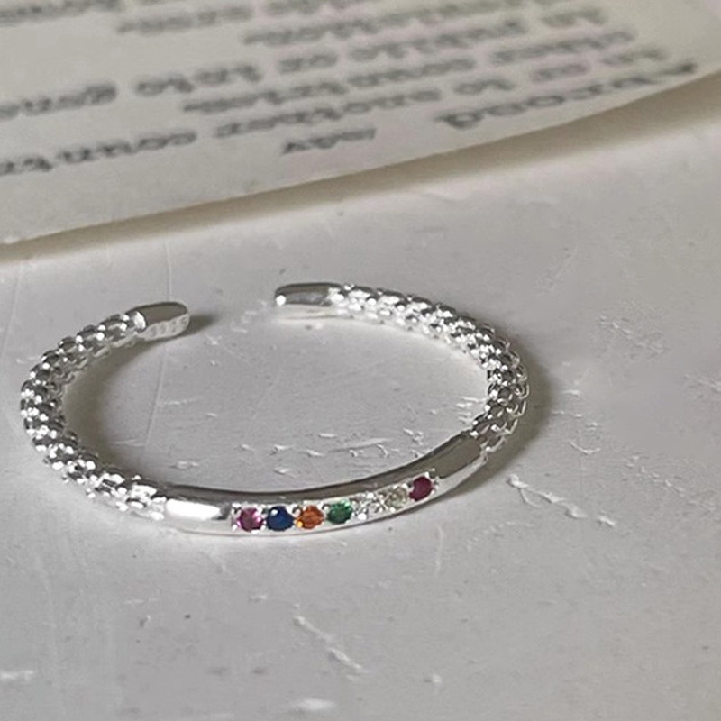 Anello coreano mini piccolo e colorato con diamanti per donna, stile Ins Cold, alla moda e impilabile, anello sottile e semplice_voghion.com