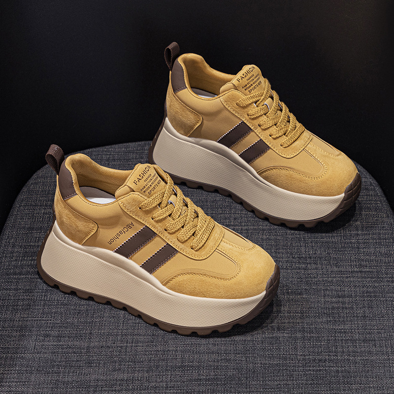 2024 autumn and winter new fashion thick bottom increased 8cm trend letters Joker ladies casual shoes sneaker brown 2024 autumn and winter new fashion thick bottom increased 8cm trend letters Joker ladies casual shoes sneaker brown