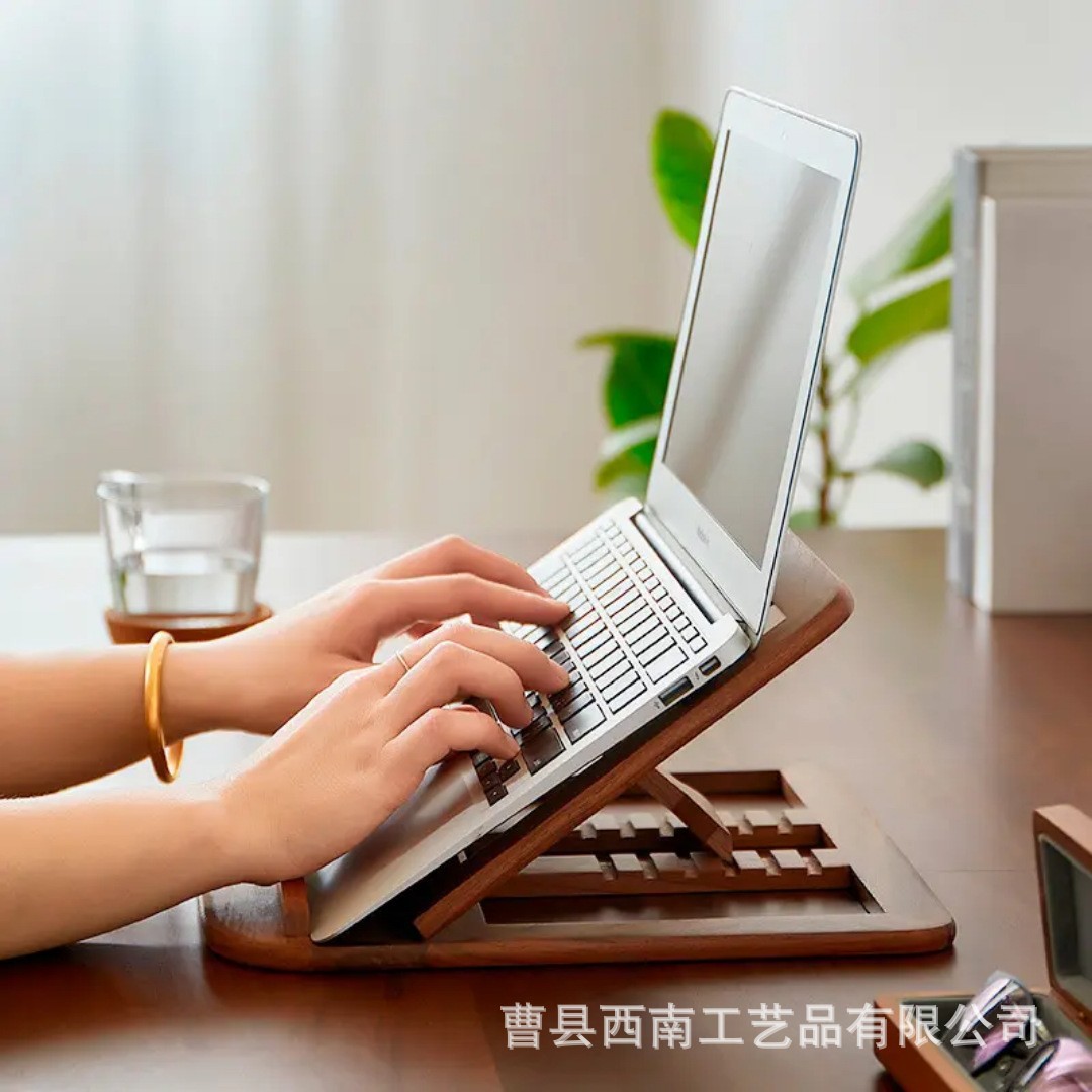 Wooden Computer Stand, Adjustable Desktop Student Reading Shelf, Laptop Cooling Stand, Foldable Stand