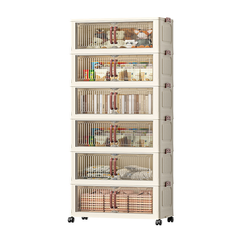 Caja de almacenamiento sin instalación gruesa gabinete de almacenamiento plegable sala de estar bocadillos juguetes de almacenamiento multicapa armario de dormitorio armario