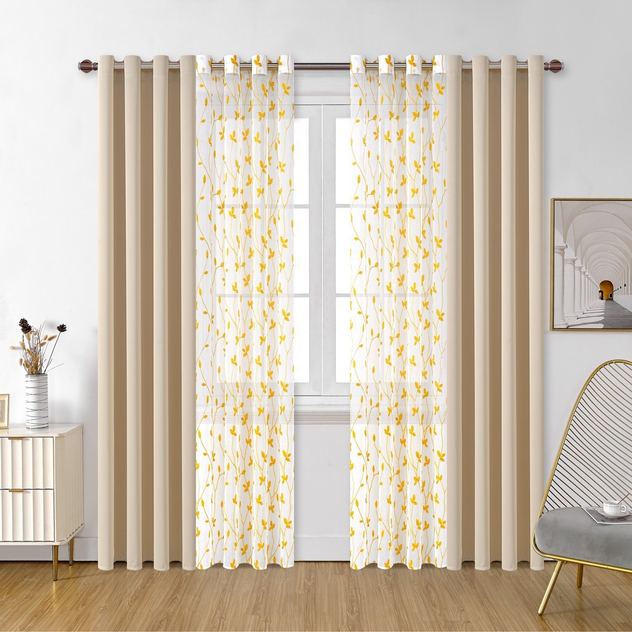 Nuevo comercio exterior transfronterizo de alta precisión sombreado bordado cortinas Aliexpress más de una cortina de productos terminados