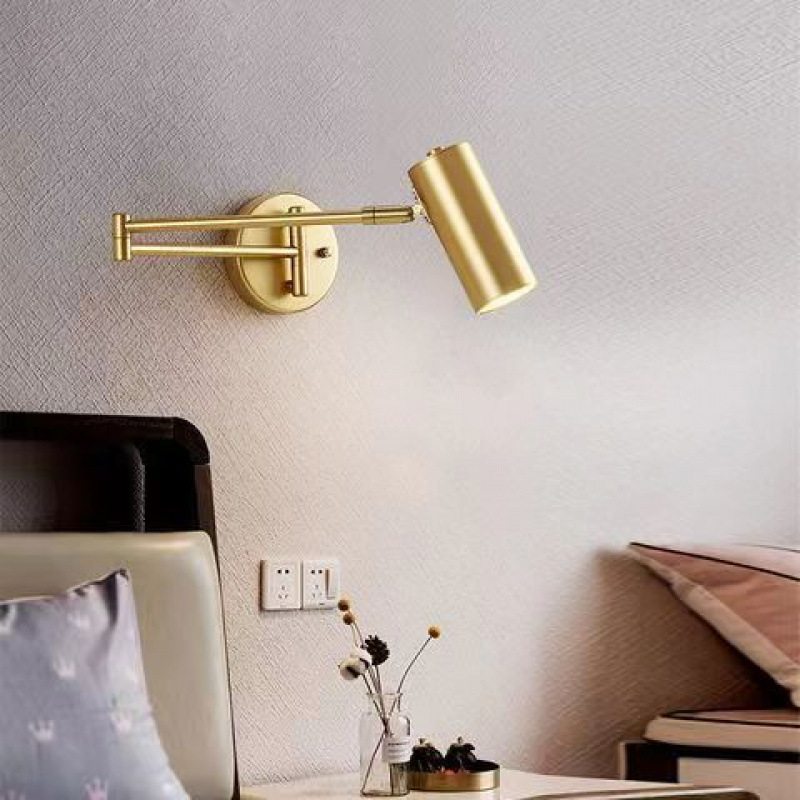 lámpara de pared luminaria de brazo oscilante dormitorio cabezal de cama lámpara de pared plegable puede girar para leer minimalista nórdico estudio baño