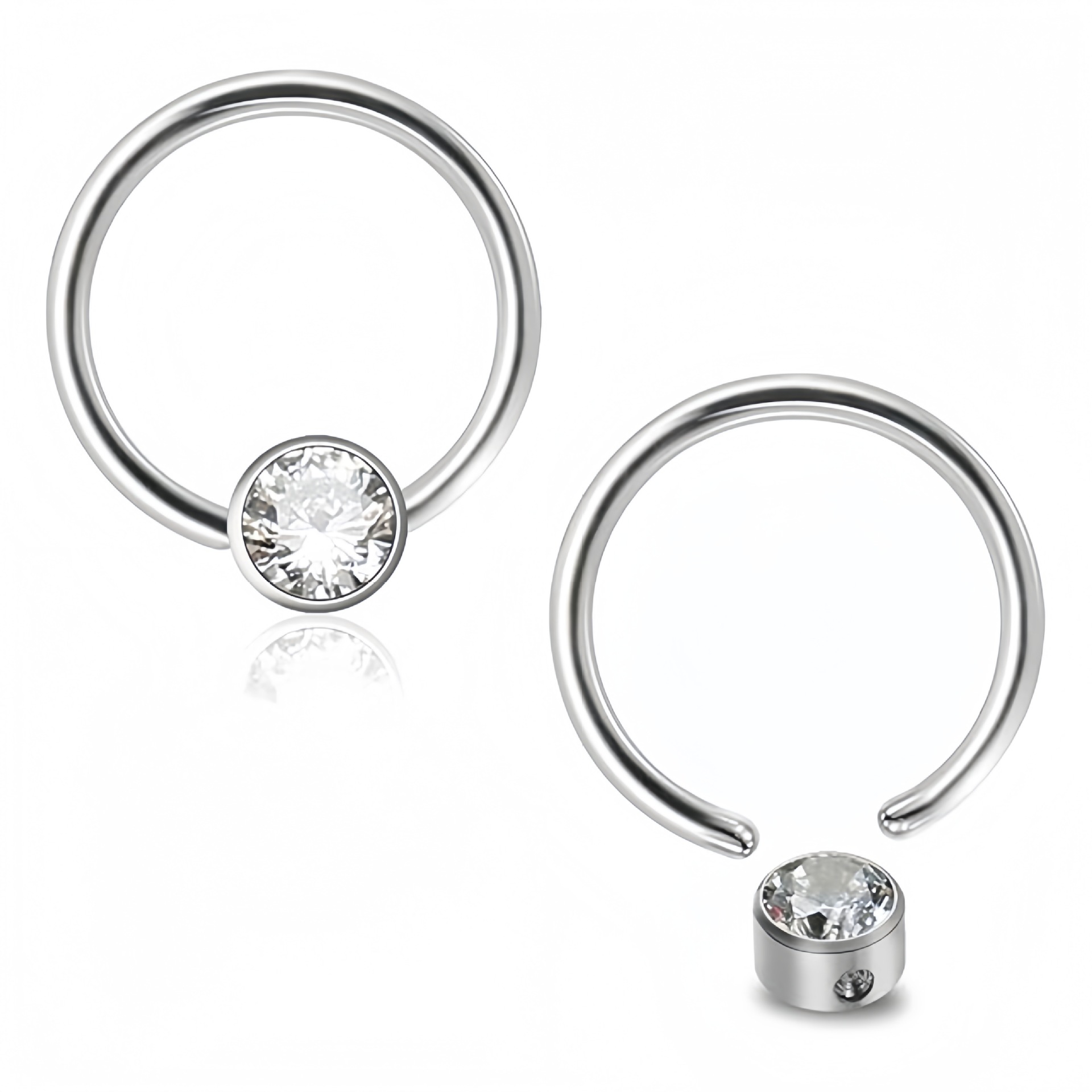 不锈钢夹钻鼻环跨境锆石无缝圈鼻钉钛钢穿刺饰品