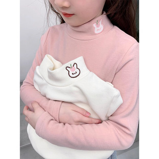 Children's thickened double-sided velvet baby turtleneck long-sleeved bottoming shirt T-shirt Western style girls' inner top