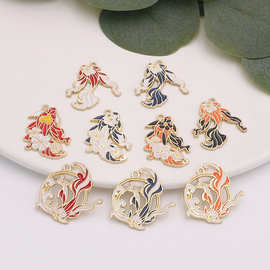 diy饰品合金滴油中国风金鱼车载钥匙扣工艺品手作配件批发