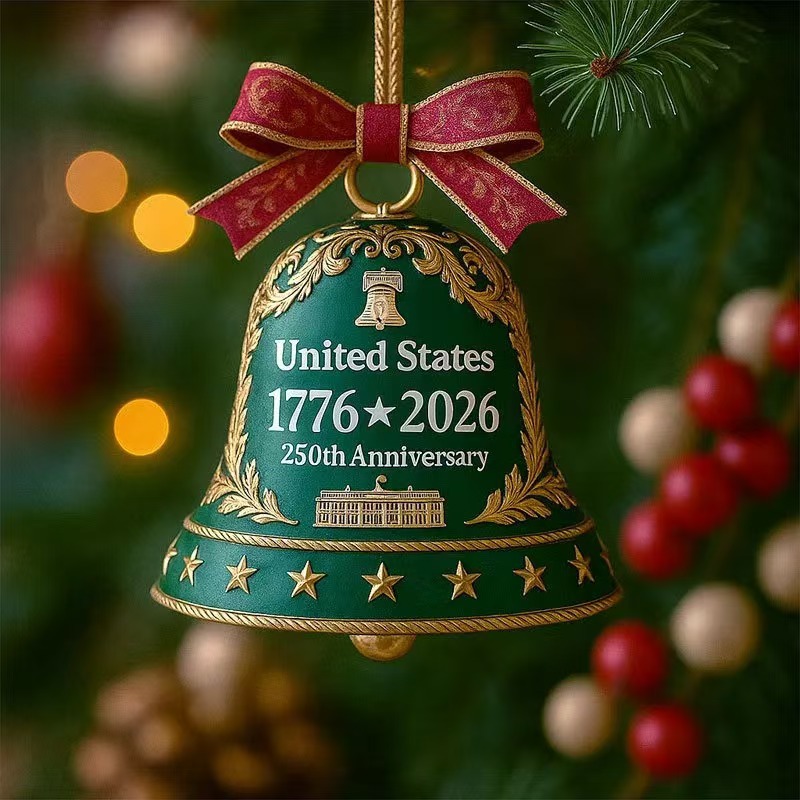 Colgante transfronterizo de los Estados Unidos 250 aniversario recuerdos acrílico 2D colgante de campana para celebrar el 250 aniversario de los Estados Unidos