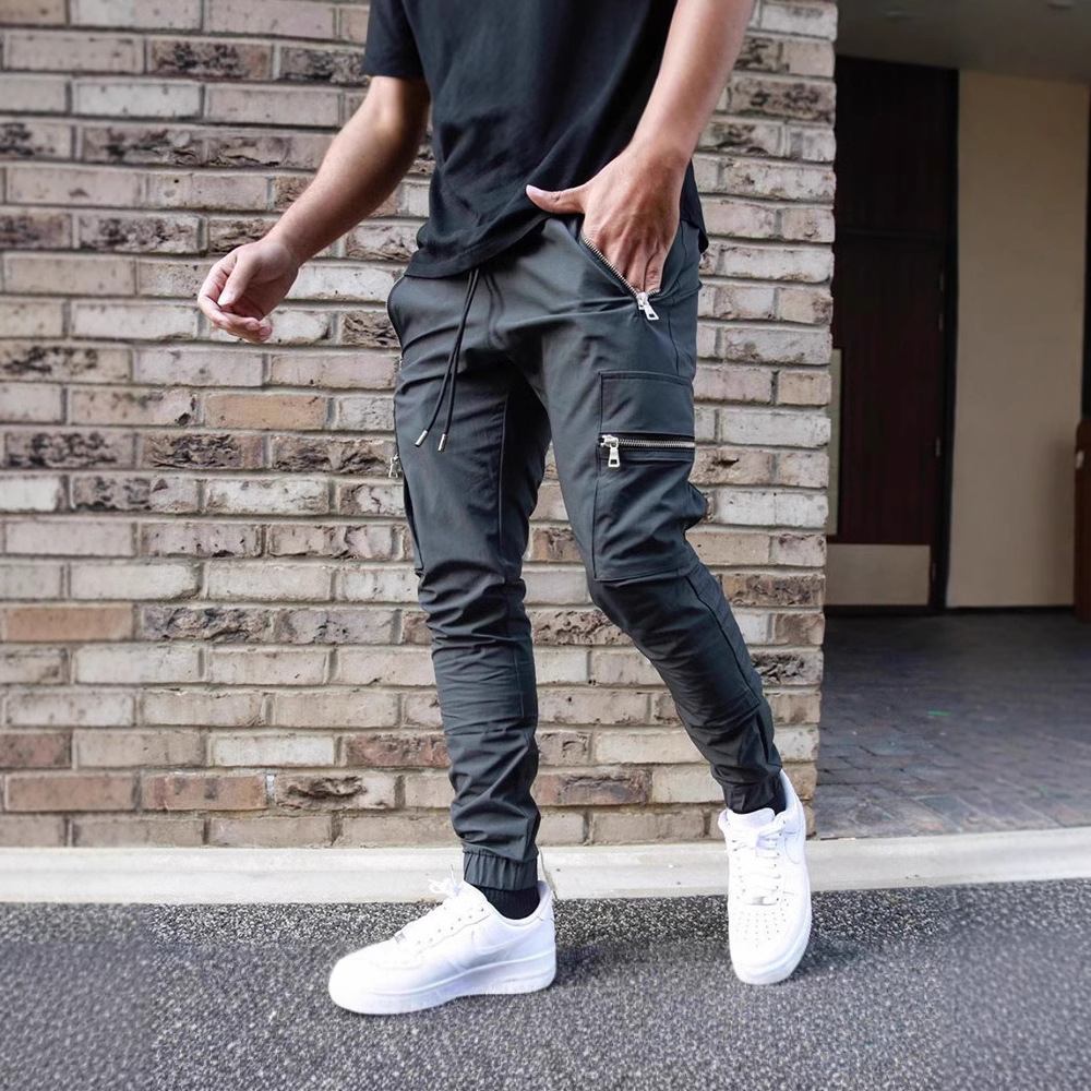Men's Casual Pants Amazon European and American Multi-Pocket Sports Basketball Zipper Workwear Trousers Leggings Men's Casual Pants