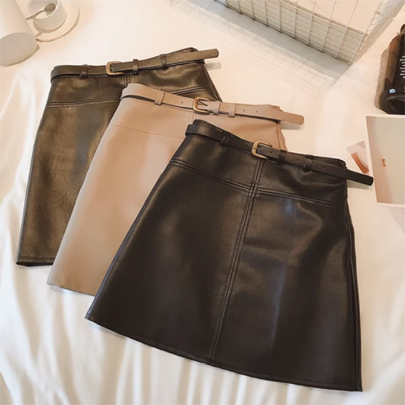 European and American Cross-Border Foreign Trade Popular Haining Leather Skirt Fashionable High-Waisted Hip-Hugging Short Skirt New Women's Versatile Skirt
