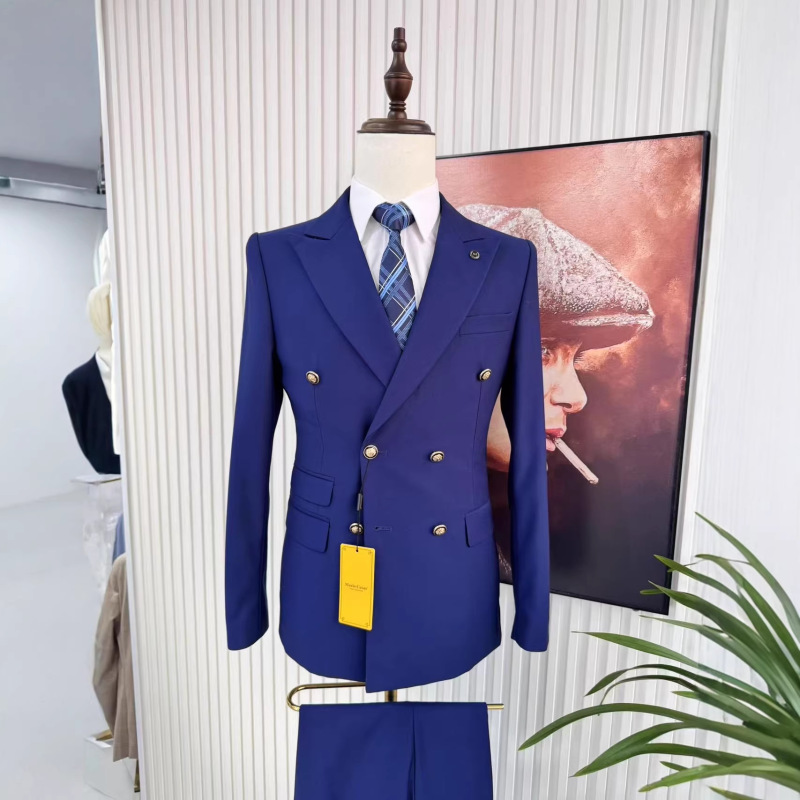 2026Man Suit Cross-Border Foreign Trade Men's Solid Color Wedding Casual Host Suit 2-Piece Set 2Pcs