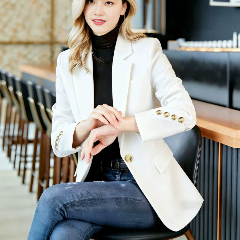 2026 Cross-Border Women's Blazer, New Spring and Autumn Style, High-End Feel, Petite Casual Slim-Fit Blazer for Women