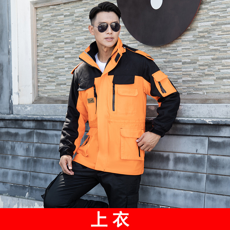 Invierno de algodón de lana con ropa de trabajo de algodón para hombres, ropa de algodón caliente y gruesa, ropa de protección laboral, chaqueta de algodón, ropa de asalto a prueba de frío