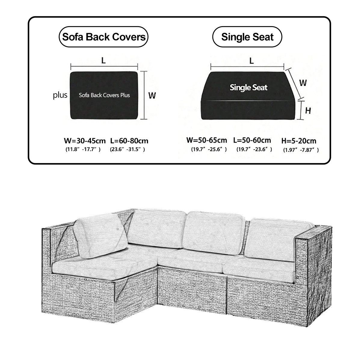 Amazon 8pcs / set cojín de sofá elástico impermeable seda cojín de sofá cojín de respaldo universal
