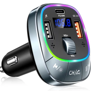 T76 CAR Bluetooth MP3 -плеер музыка FM Передача приемника зарядка автомобиля Fast Charge PD красочный атмосферу свет