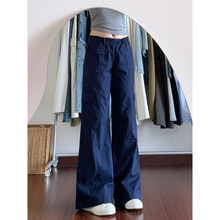 杨幂同款藏青色多口袋工装裤女2025新款美式复古低腰直筒休闲长裤