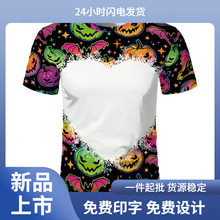 2023��ʥ����Ʒ�հ׶���Halloween��תӡ����������T��ŷ����װ
