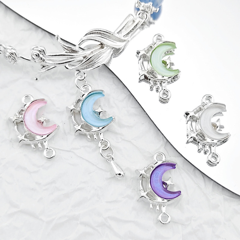 Double Hanging Moon Alloy Micro-Inlaid Pendant Crescent Pendant DIY Bracelet Necklace Star Moon Pendant Earrings Accessories Double Hanging Moon Alloy Micro-Inlaid Pendant Crescent Pendant DIY Bracelet Necklace Star Moon Pendant Earrings Accessories