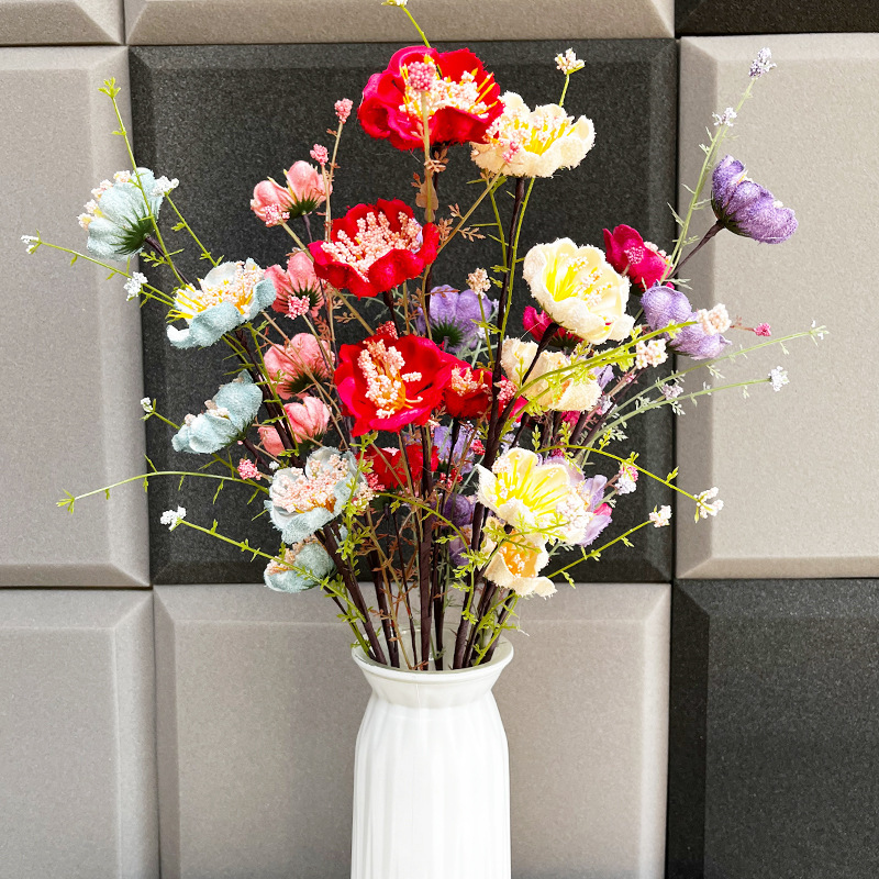 Artificial flower wholesale high-grade hibiscus flower fake flower rhododendron dried flower living room vase dining table flower decorations bouquet ornaments Artificial flower wholesale high-grade hibiscus flower fake flower rhododendron dried flower living room vase dining table flower decorations bouquet ornaments